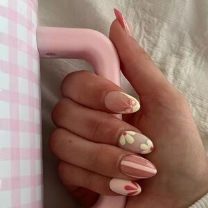 Pink and White Floral Nail Art